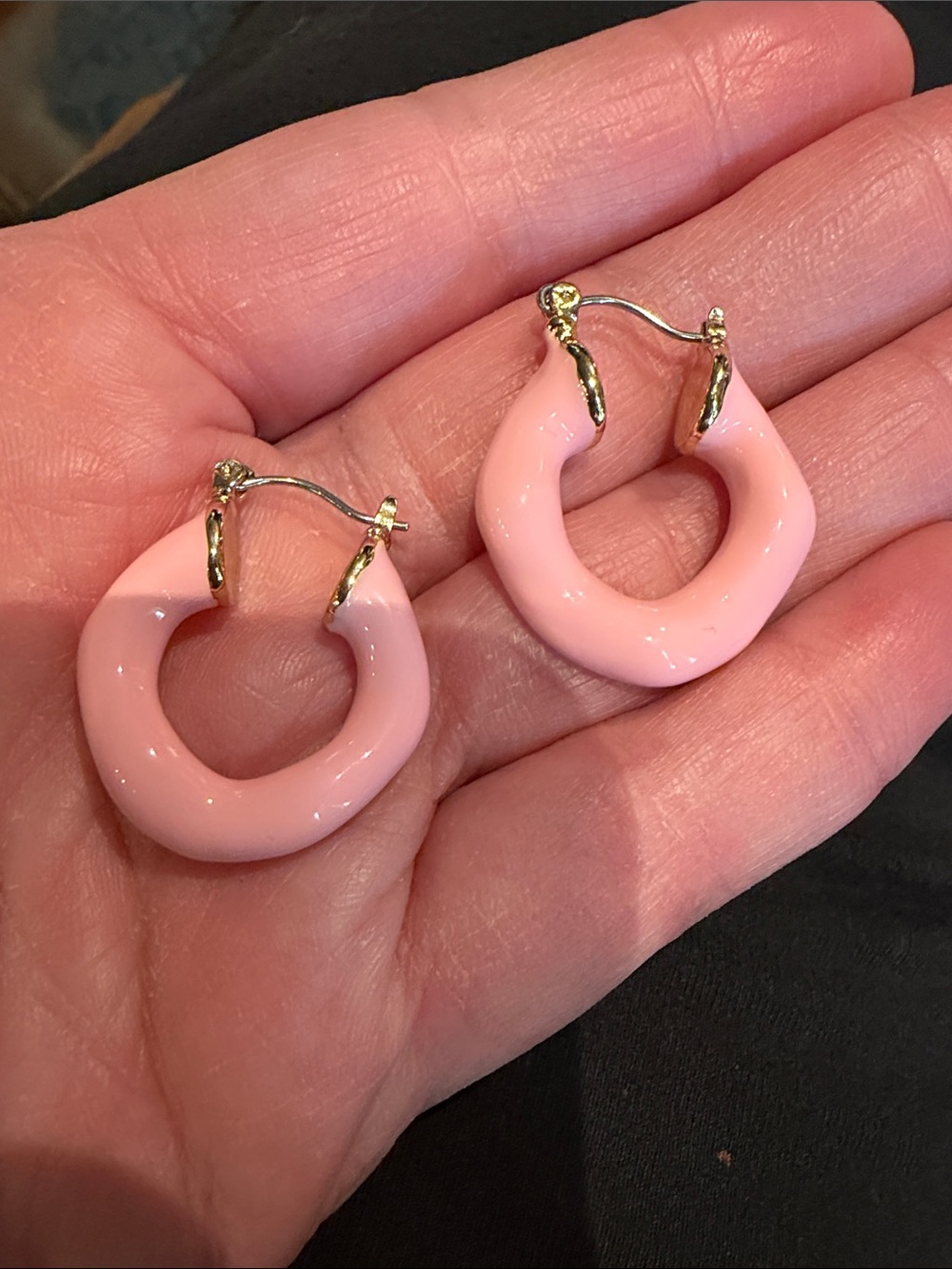Cute Pink Enamel Hoops